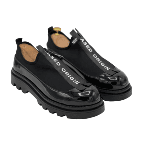 Chaussure Robuste Noire en Cuir
